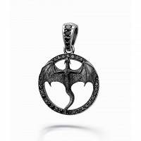 Кулон з білого та чорного золота з чорними діамантами "Тінь дракона"