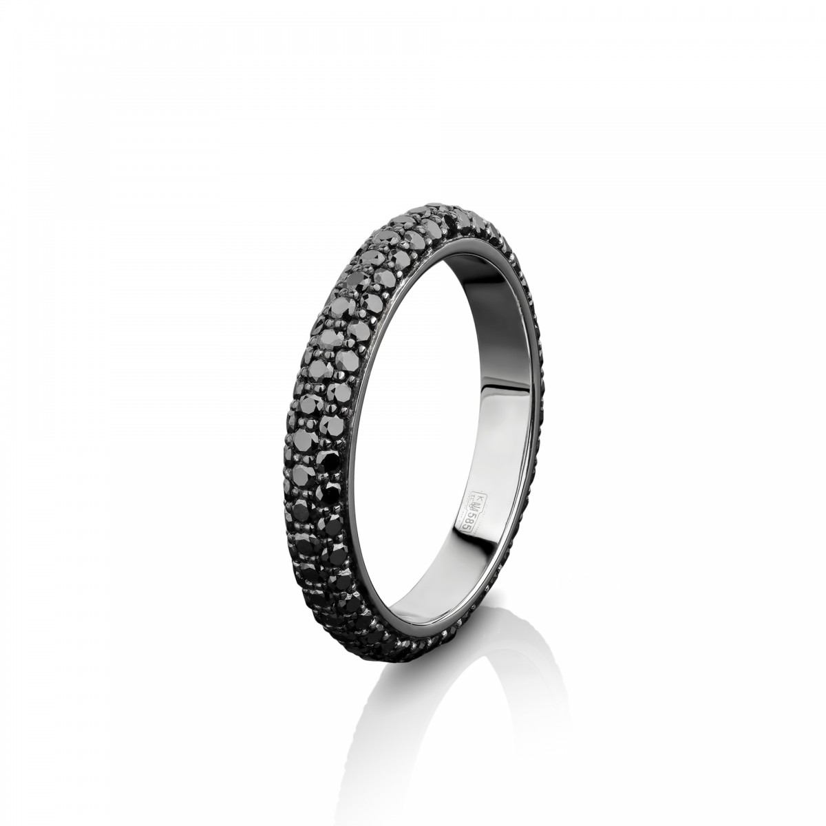 Золотое кольцо дорожка с черными бриллиантами