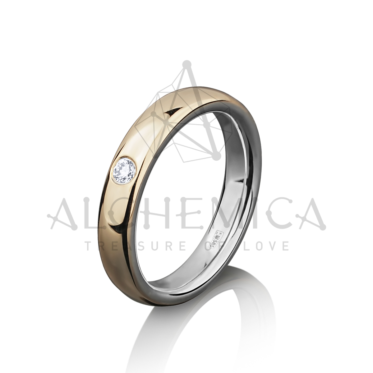 Классическое обручальное кольцо с бриллиантом Единение