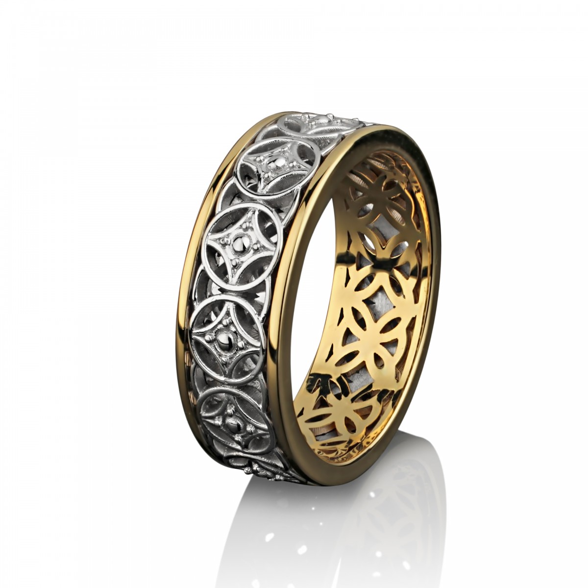 Золотое обручальное кольцо ажурное Узор любви