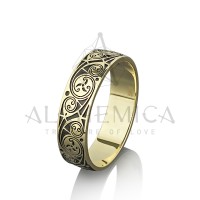 Обручальное кольцо из желтого золота Триксель