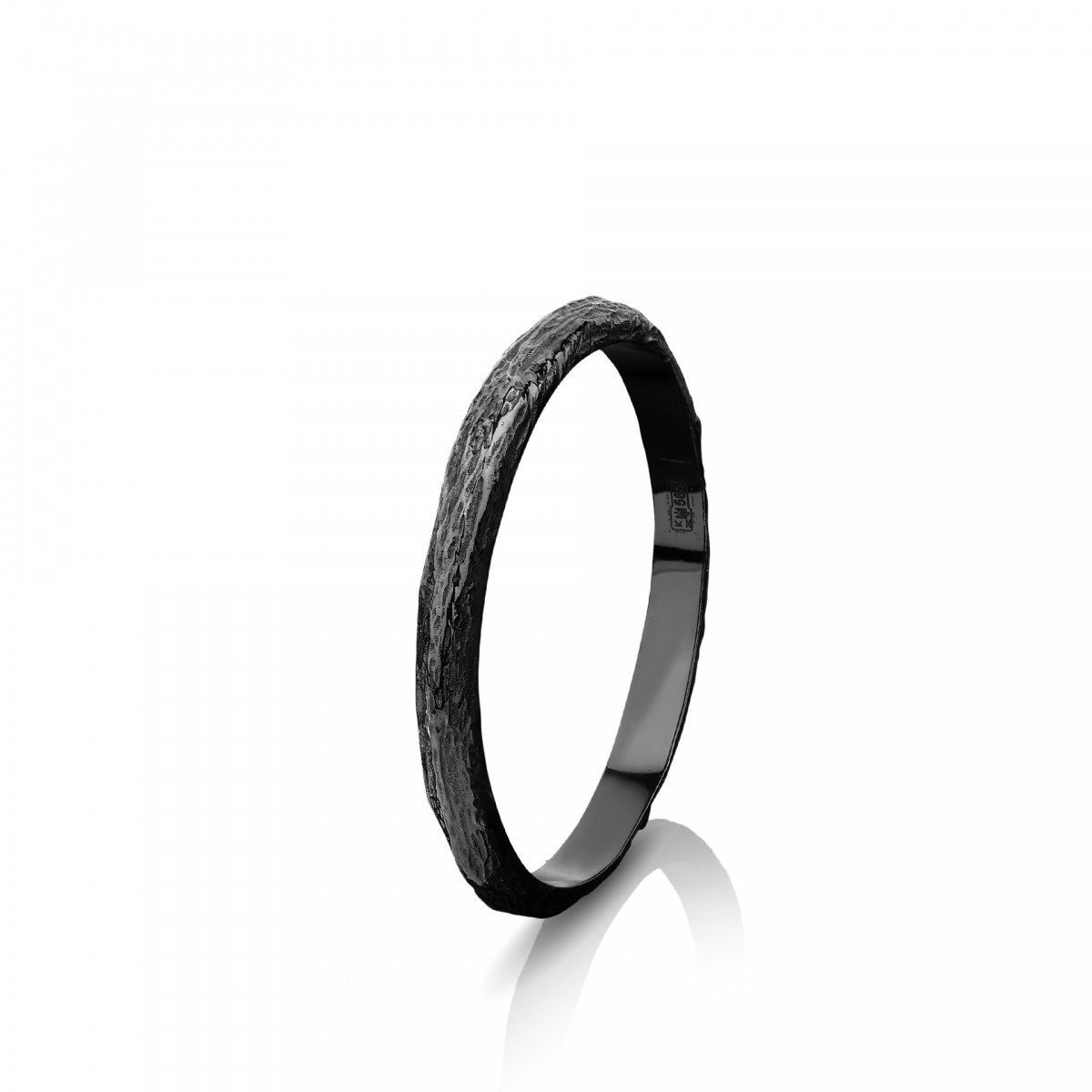 Обручальное кольцо из черного золота "Древесное" (узкое)