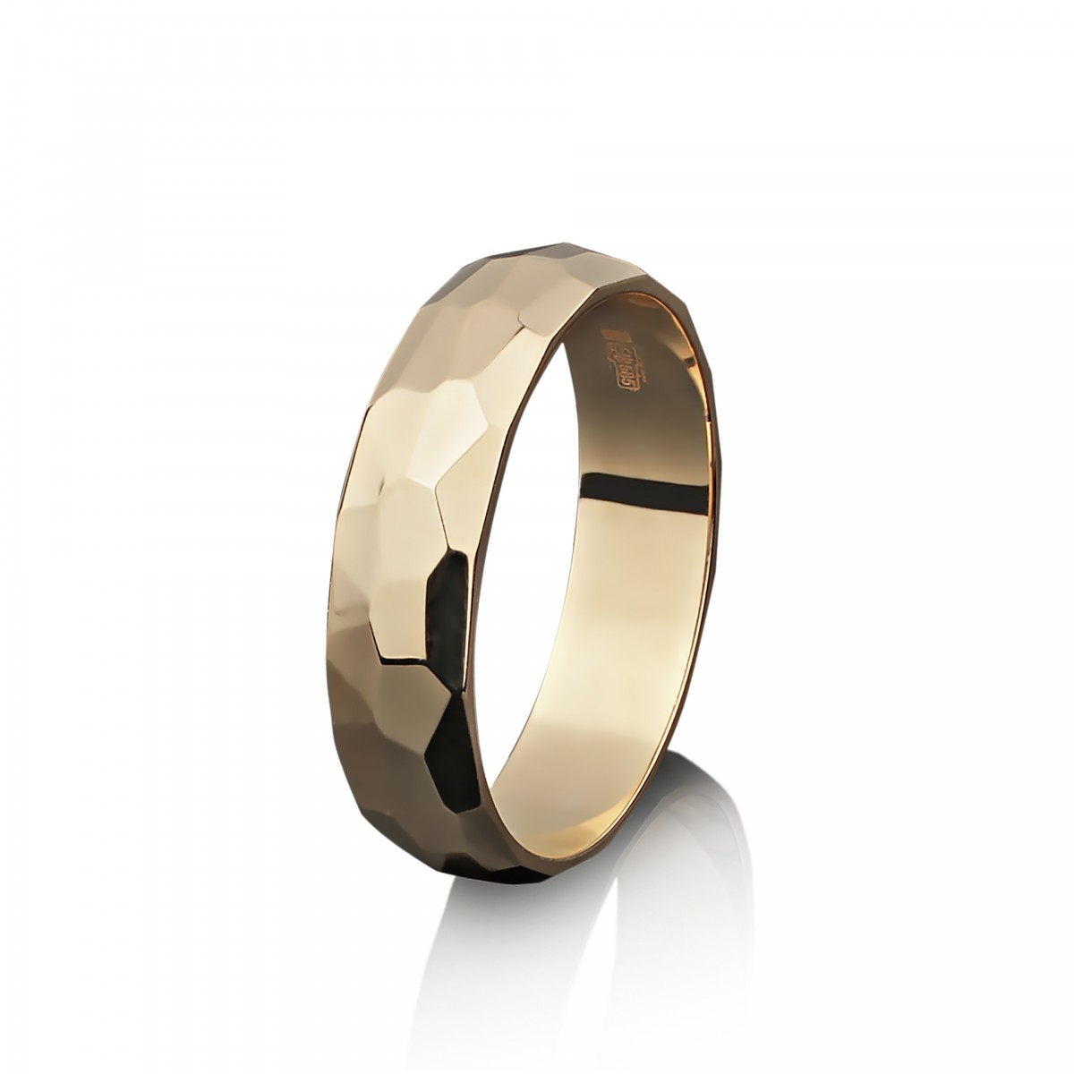 Золотое обручальное кольцо ручной работы Тысяча граней любви