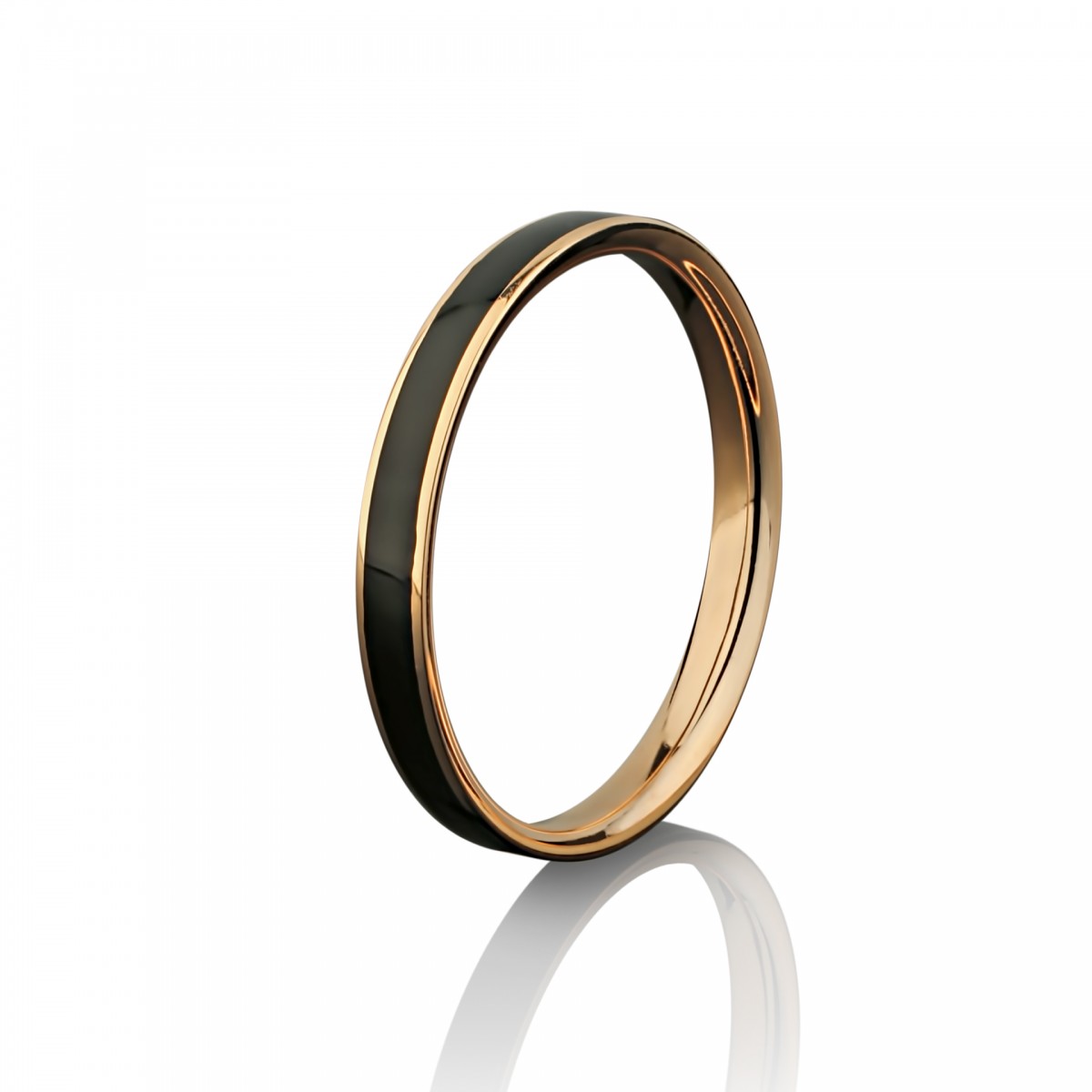 Золотое обручальное кольцо с черной эмалью Линия Любви