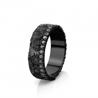 Обручальное кольцо из черного золота с дорожкой из черных бриллиантов Луна