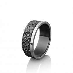 Обручальное кольцо из черного и белого золота Луна