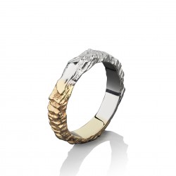 Обручальное кольцо из желтого и белого золота "Сланец"