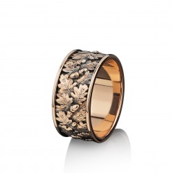 Обручальное кольцо из красного золота "Дубовые листья"