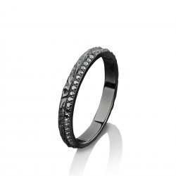 Обручальное кольцо с дорожкой из черных бриллиантов "Дерево любви"