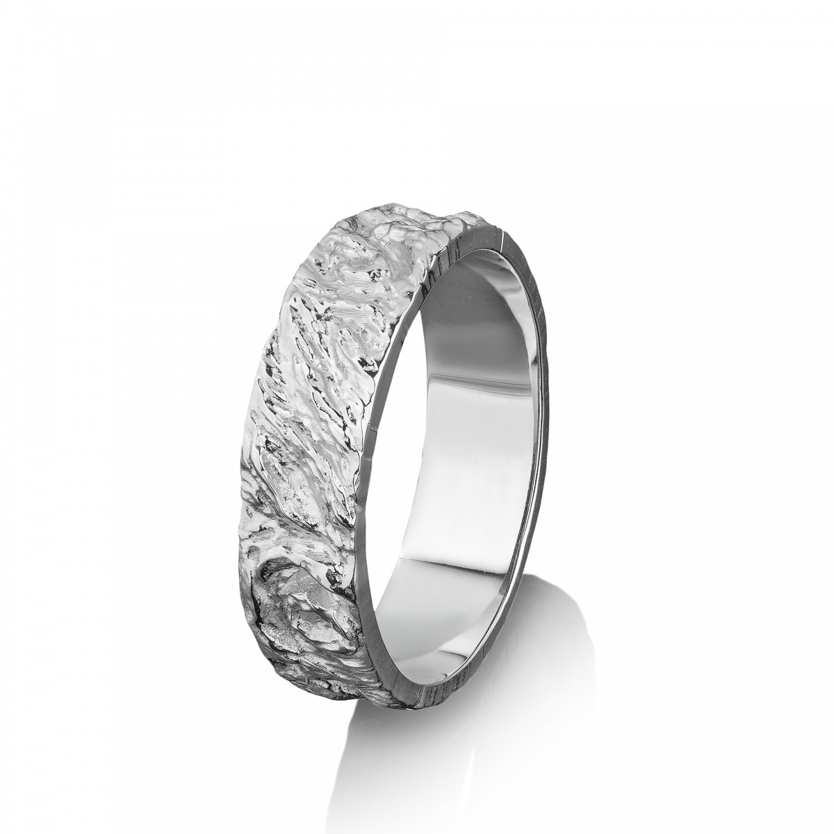 Обручальное кольцо из белого золота "Дерево любви"